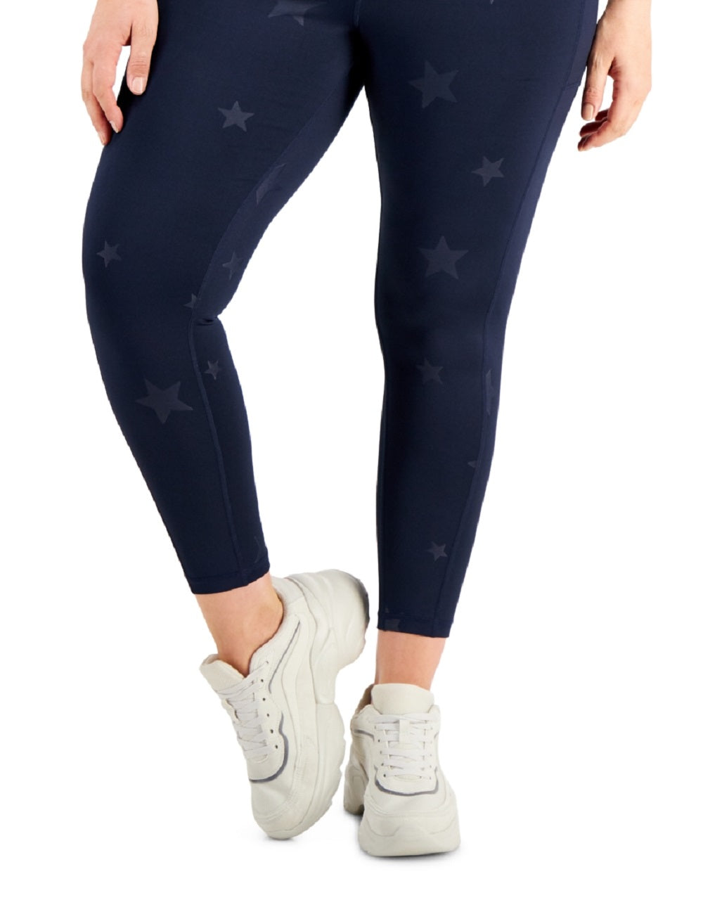 Leggings femininas Id Ideology Plus com estampa de estrela, azul, tamanho 2X
