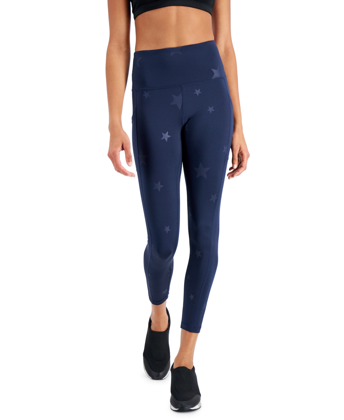 Leggings femininas ID Ideology com estampa de estrela 7/8, tamanho grande, azul