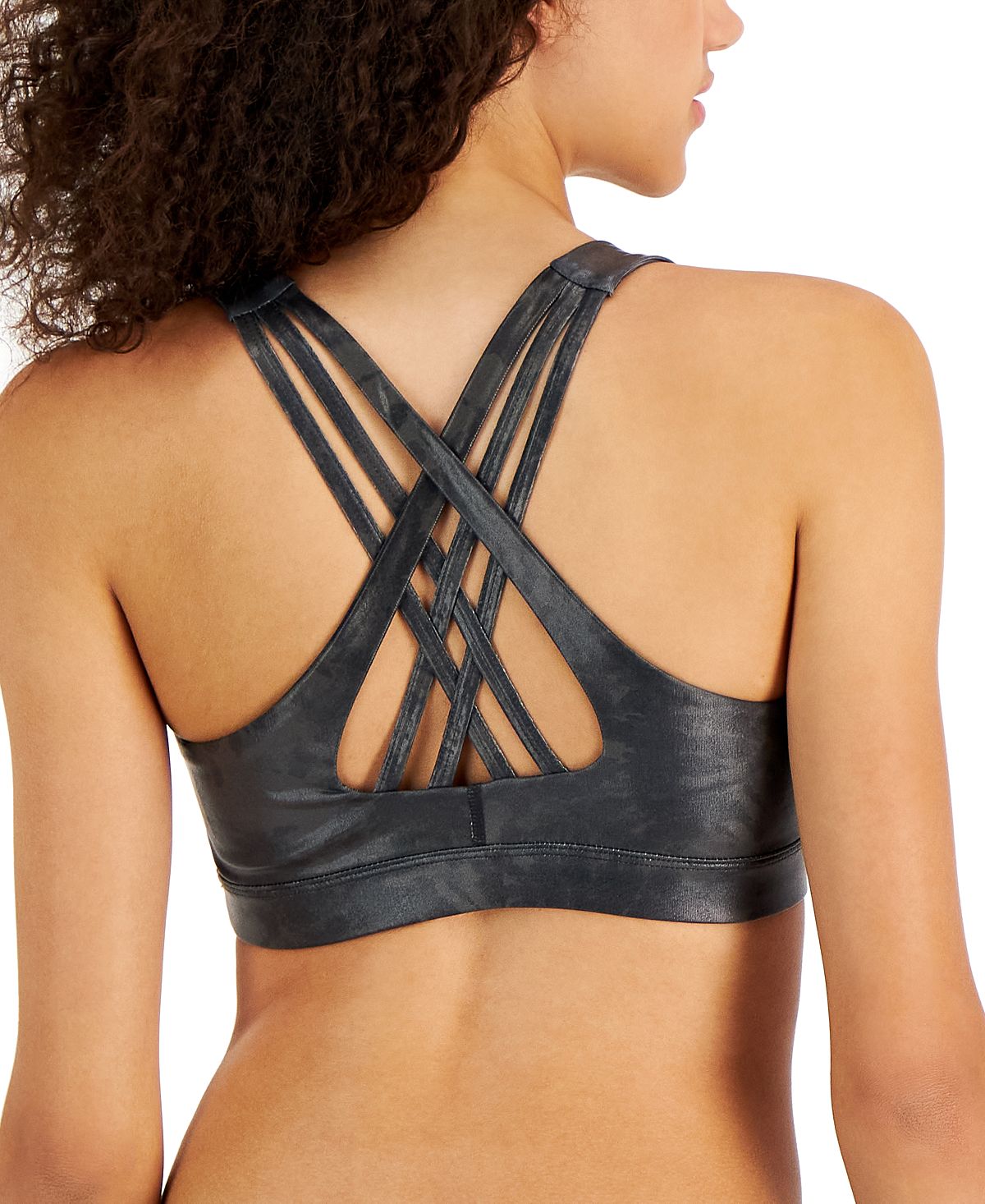 Sutiã esportivo feminino ID Ideology com alças espirais e baixo impacto, preto, tamanho X-S