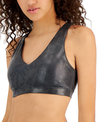 Sutiã esportivo feminino ID Ideology com alças espirais e baixo impacto, preto, tamanho X-S