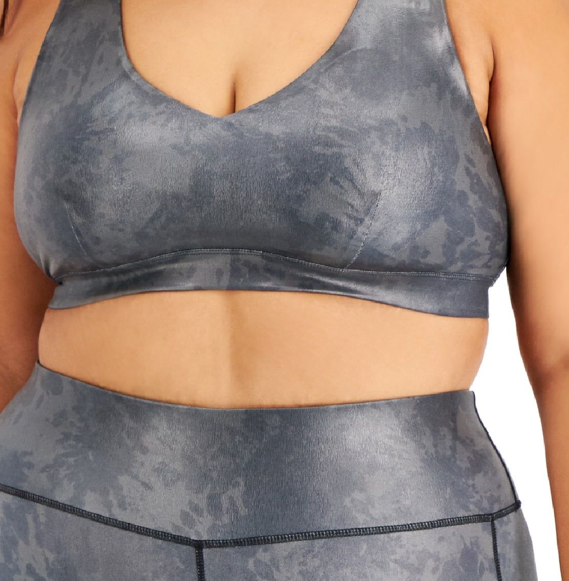 Sutiã esportivo feminino ID Ideology com tiras finas e baixo impacto, cinza, tamanho 1X