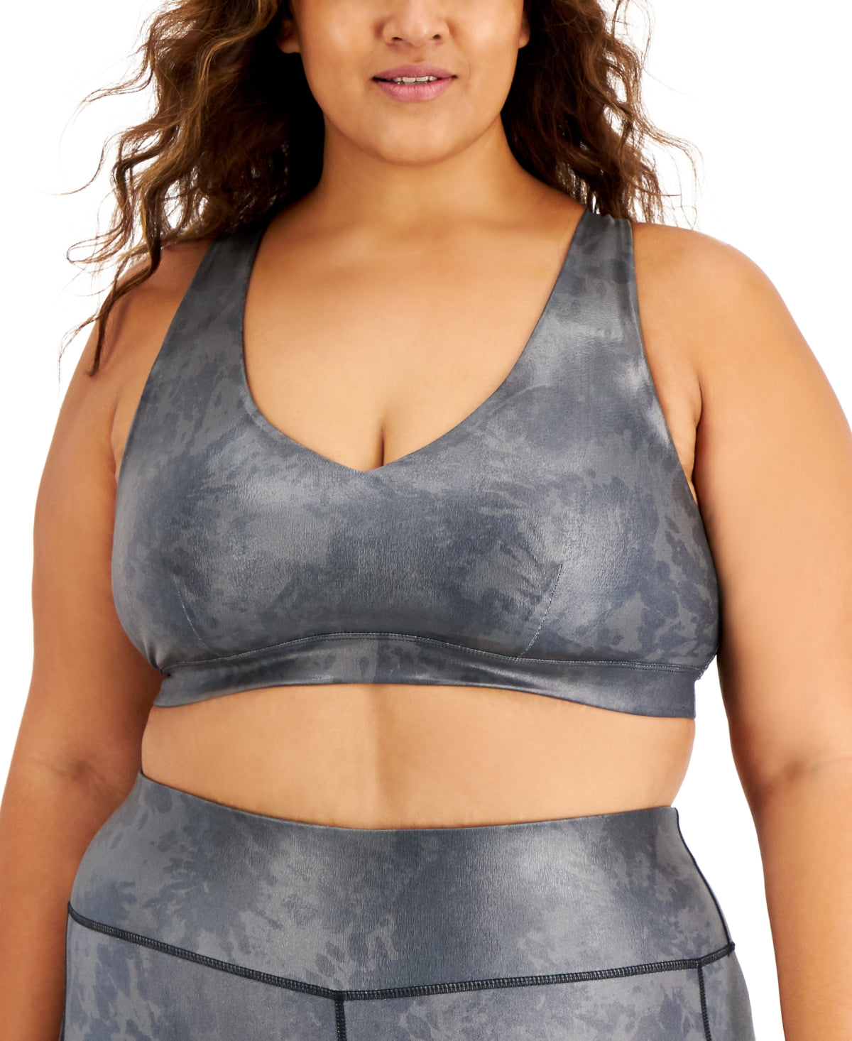 Sutiã esportivo feminino ID Ideology com tiras finas e baixo impacto, cinza, tamanho 1X