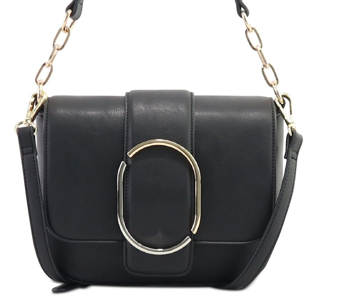 Bolsa transversal Alfani Bekka Flap feminina, preta, tamanho regular