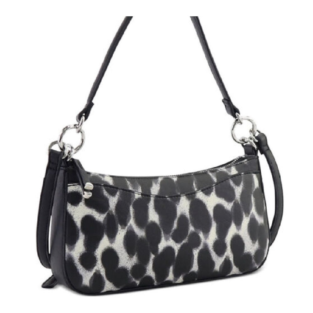Bolsa de ombro transversal feminina Alfani em couro sintético, animal, preta