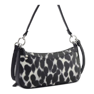 Bolsa de ombro transversal feminina Alfani em couro sintético, animal, preta