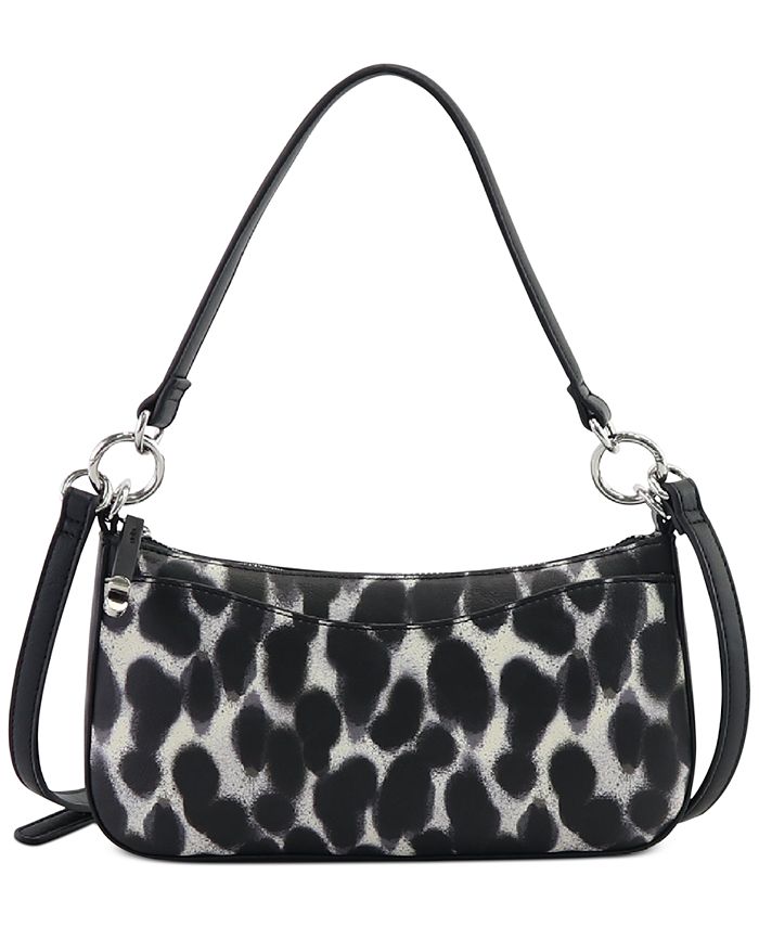 Bolsa de ombro transversal feminina Alfani em couro sintético, animal, preta