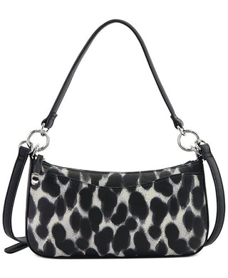 Bolsa de ombro transversal feminina Alfani em couro sintético, animal, preta