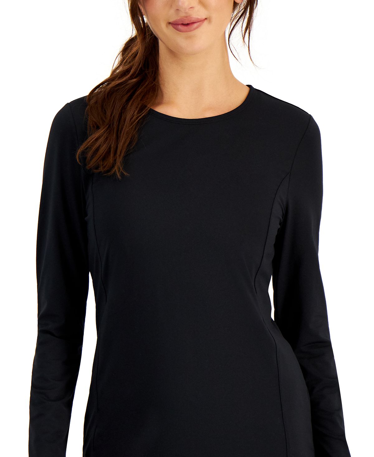 Camiseta feminina de manga comprida justa Ideology, preta, tamanho médio