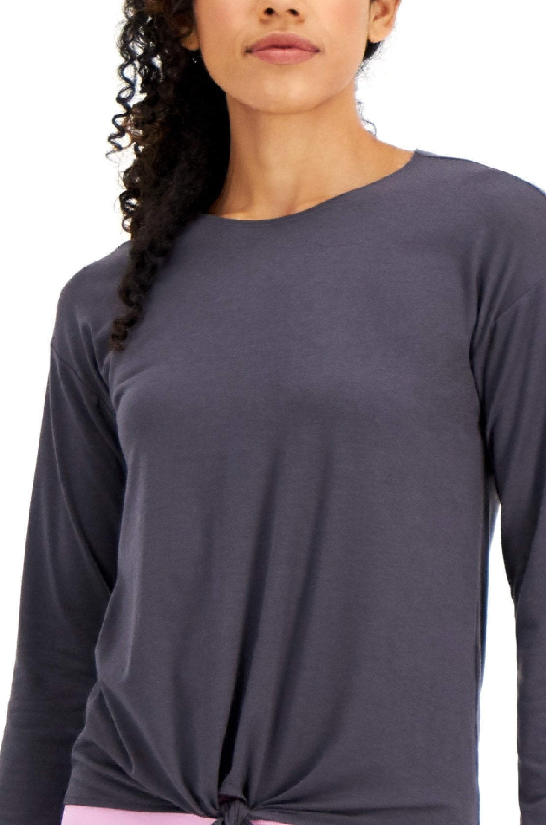 ID Ideology Top feminino com amarração frontal, cinza, tamanho grande