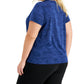 Camiseta feminina camuflada ID Ideology com estampa jacquard e absorção de umidade, azul, tamanho 4X