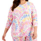 ID Ideology Blusa feminina de manga comprida Twisted Colors, branca, tamanho 3X