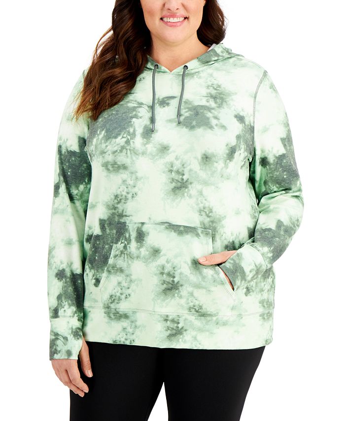 ID Ideology Moletom com capuz feminino tie-dye verde tamanho 3X