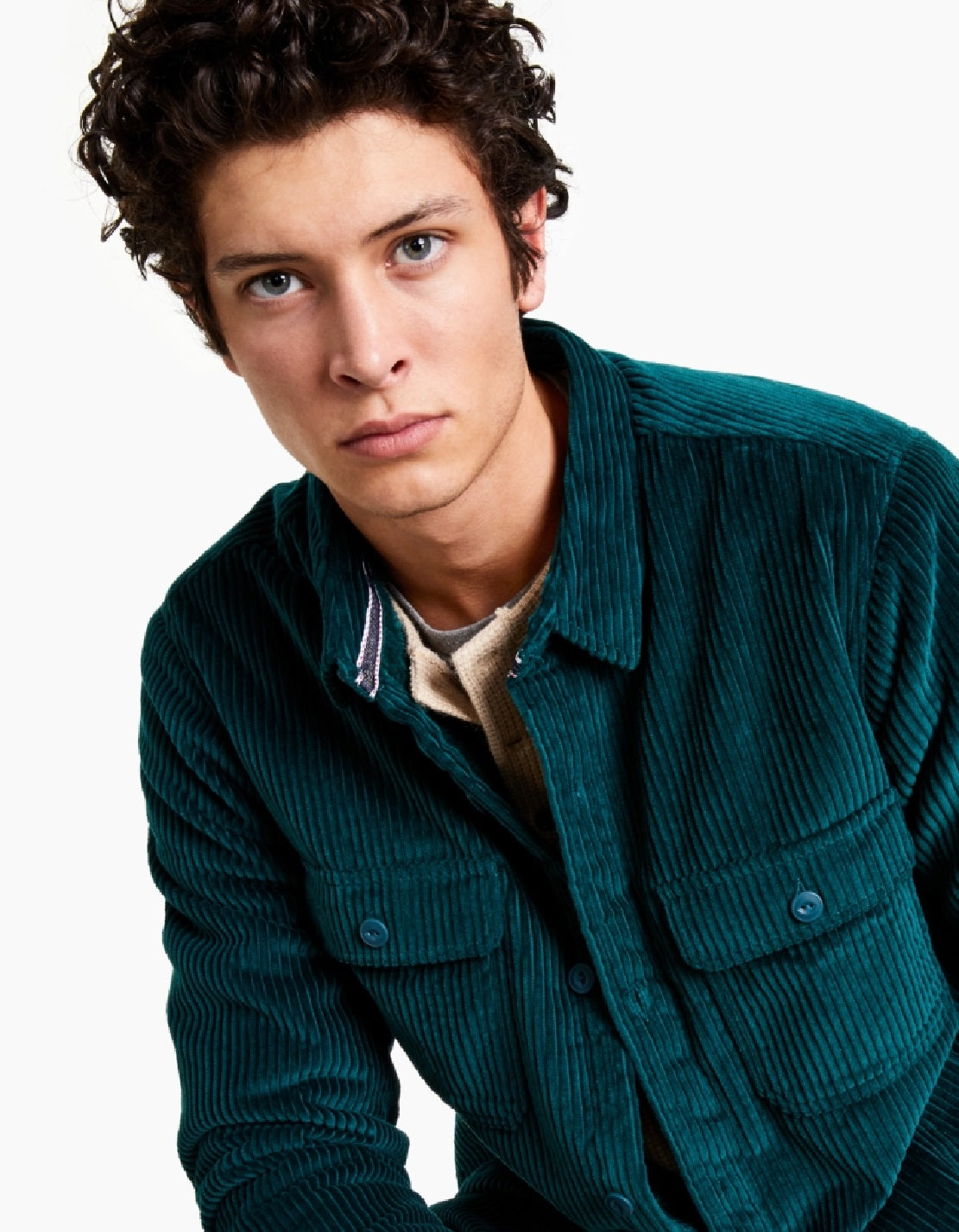 Jaqueta masculina Sun + Stone Owen com forro de lã e veludo cotelê verde, tamanho XX-G