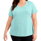 Camiseta feminina ID Ideology Rapidry com decote em V e performance, azul, tamanho 1X