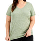 Camiseta feminina ID Ideology Rapidry com decote em V, verde, tamanho 1X