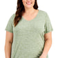 Camiseta feminina ID Ideology Rapidry com decote em V, verde, tamanho 1X