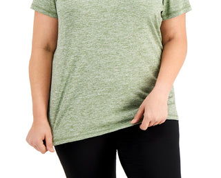 Camiseta feminina ID Ideology Rapidry com decote em V, verde, tamanho 1X
