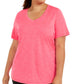 Camiseta feminina ID Ideology Rapidry com decote em V e performance, rosa, tamanho 2X