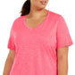 Camiseta feminina ID Ideology Rapidry com decote em V e performance, rosa, tamanho 2X