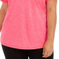 Camiseta feminina ID Ideology Rapidry com decote em V e performance, rosa, tamanho 2X