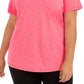 Camiseta feminina ID Ideology Rapidry com decote em V e performance, rosa, tamanho 3X