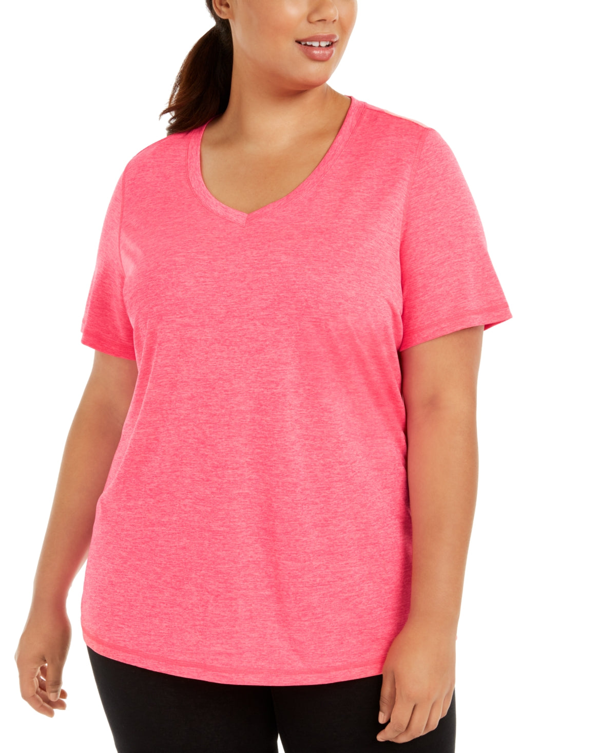 Camiseta feminina ID Ideology Rapidry com decote em V e performance, rosa, tamanho 3X