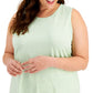ID Ideology Regata feminina plus size com decote em V e costas abertas, verde, tamanho 3X