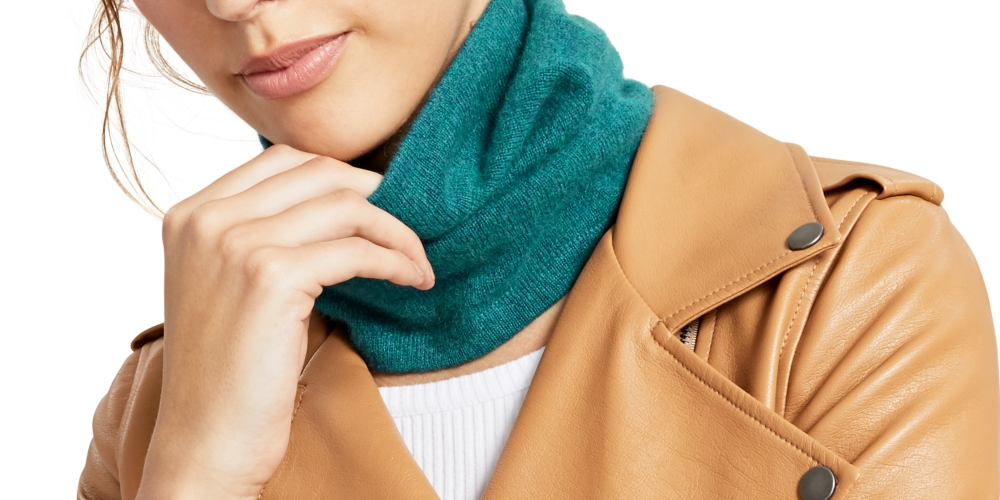 Aquecedor de pescoço feminino de cashmere sólido Charter Club, azul, tamanho único