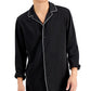 Camisa de acampamento masculina com debrum contrastante e ajuste regular da INC International Concepts, preta, tamanho X-S
