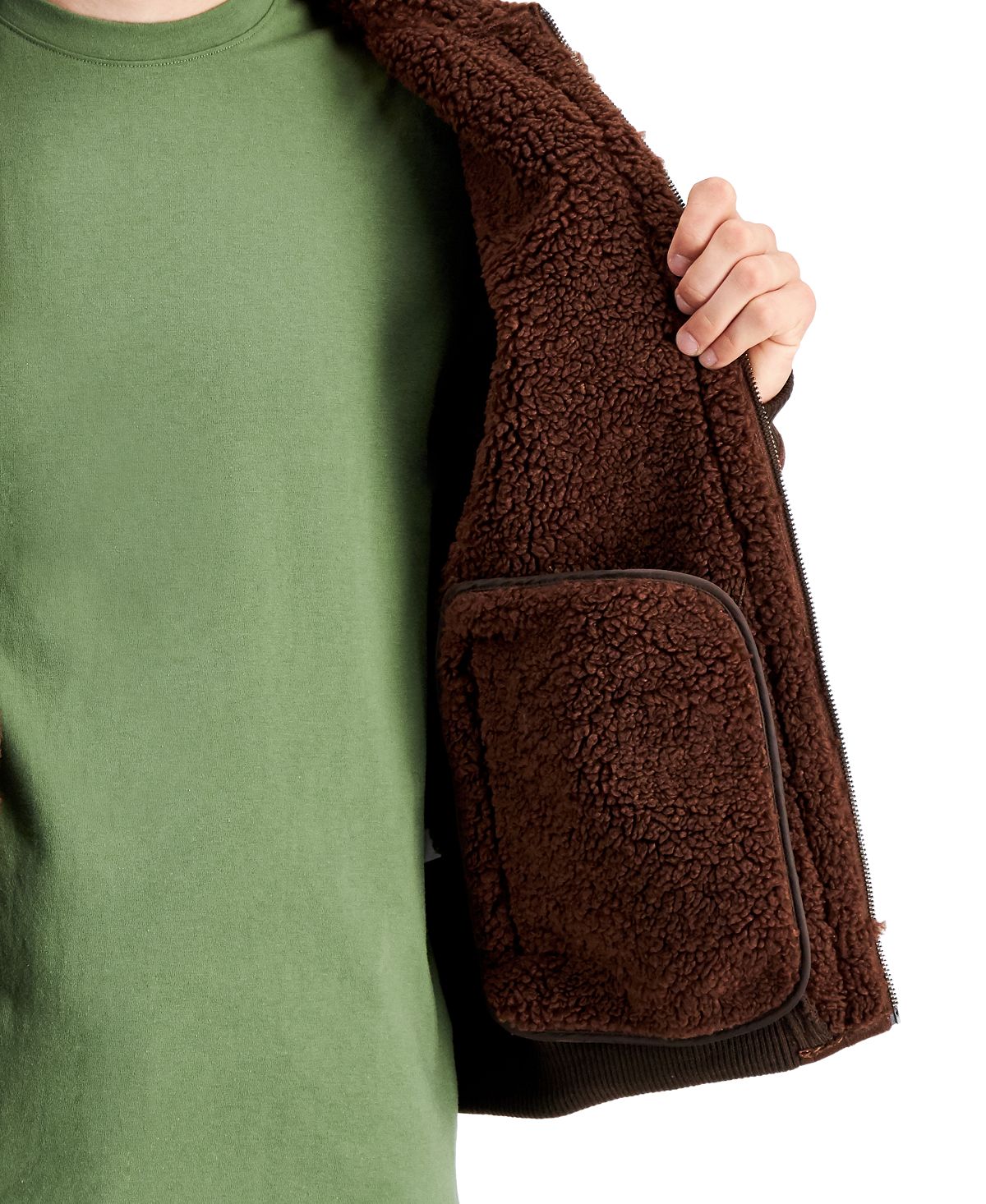 Alfani Bomber Masculino de Camurça Marrom Tamanho Médio