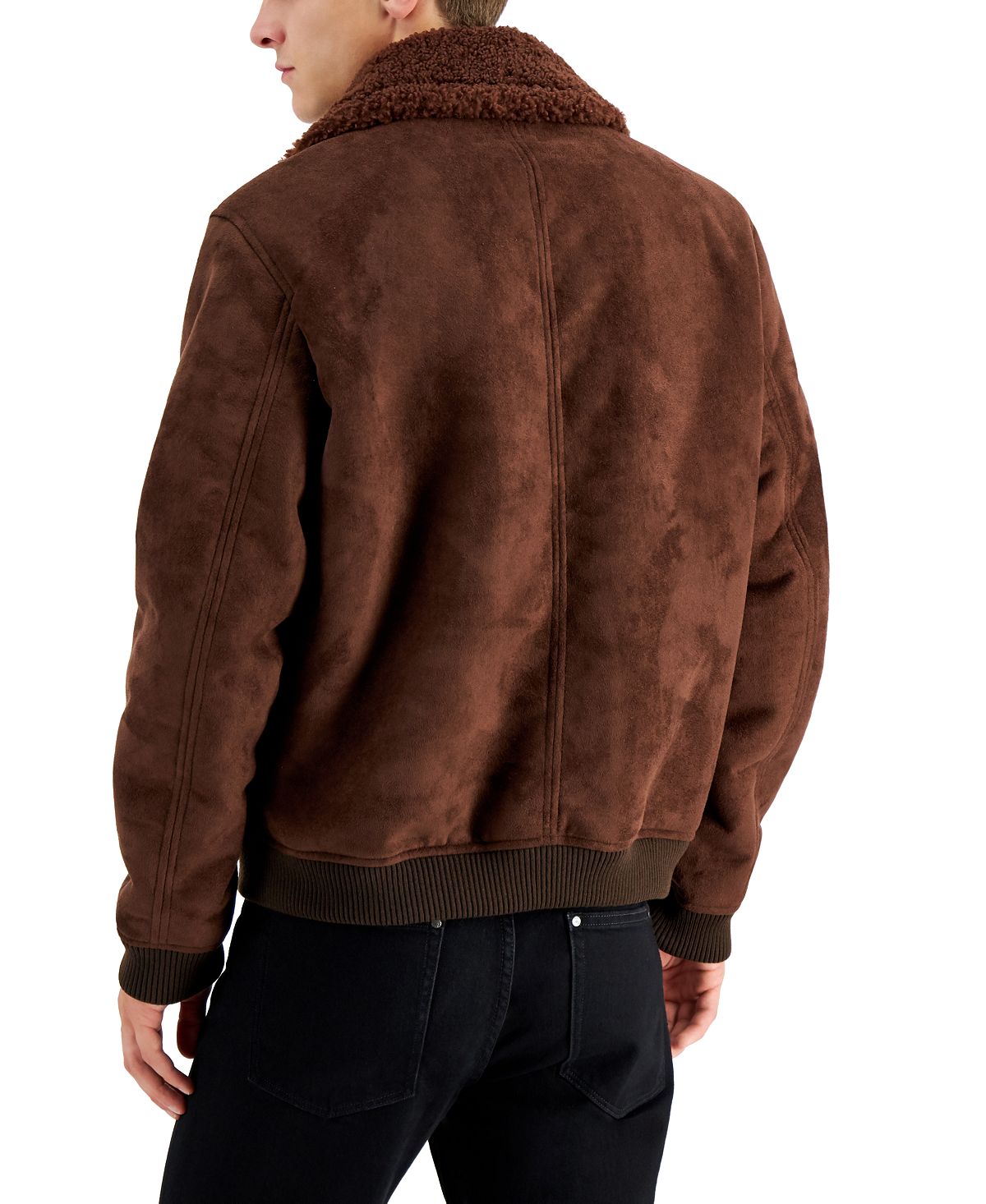 Alfani Bomber Masculino de Camurça Marrom Tamanho Grande