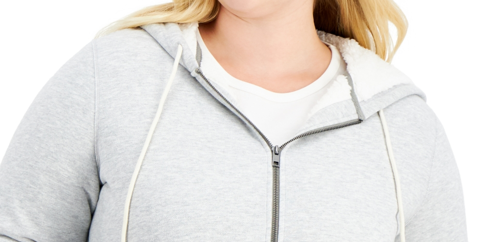 Moletom com capuz feminino com forro de sherpa Style &amp; Co, cinza, tamanho 3X