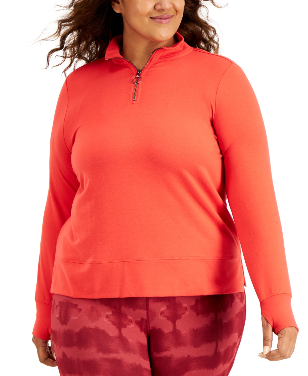 ID Ideology Moletom feminino com zíper de um quarto vermelho tamanho 1X