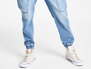 Calça cargo jeans Sun + Stone masculina Encinita Regular Fit, azul, tamanho médio