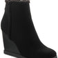 Botas femininas Sun + Stone Camillia Wedge pretas tamanho 7M