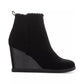 Botas femininas Sun + Stone Camillia Wedge pretas tamanho 7M