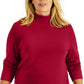 Karen Scott Blusa feminina com gola falsa vermelha tamanho 2X