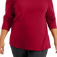 Karen Scott Blusa feminina com gola falsa vermelha tamanho 2X
