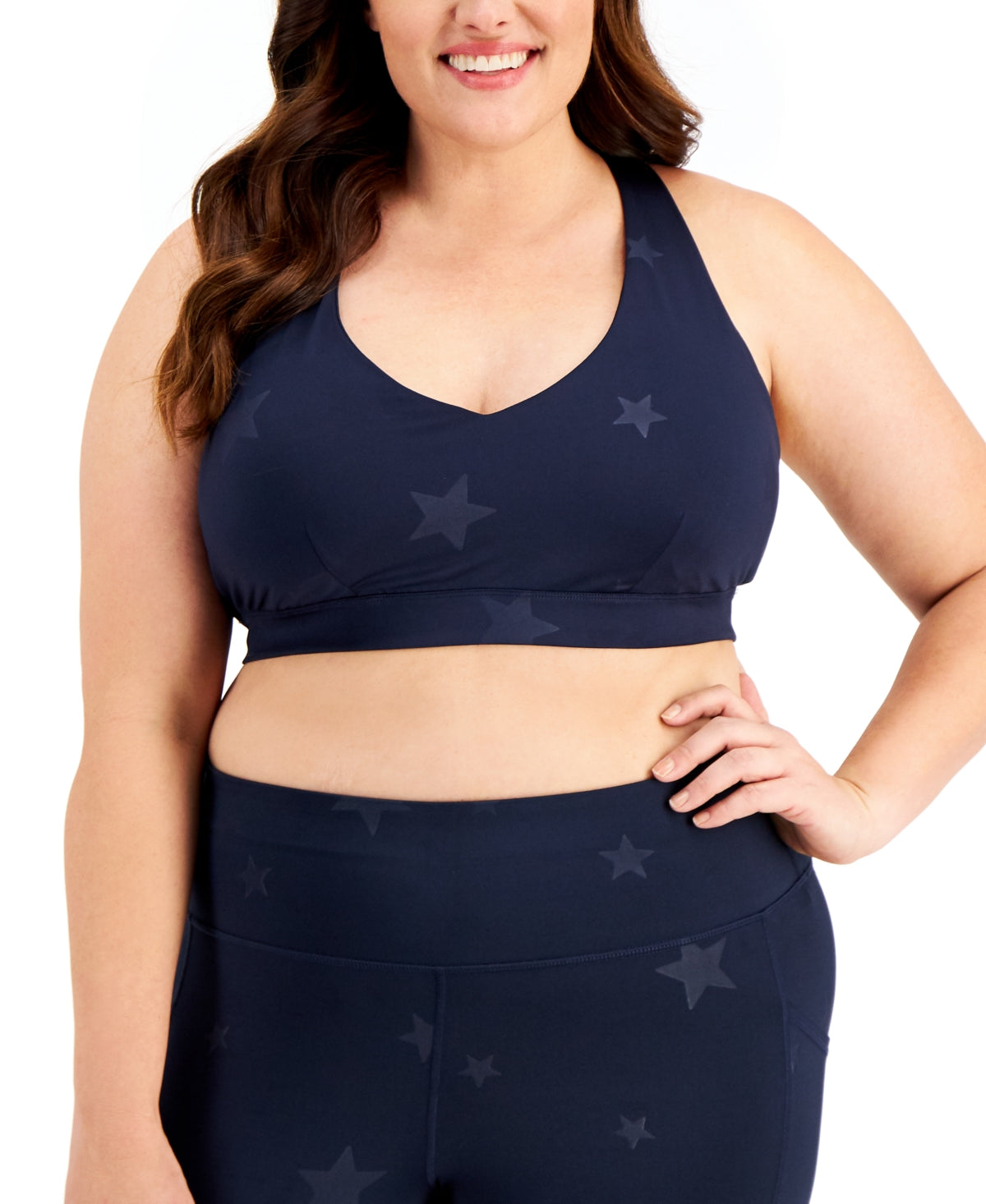 Sutiã esportivo de baixo impacto feminino ID Ideology Star, azul, tamanho 1X