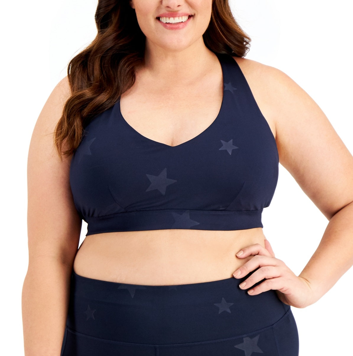 Sutiã esportivo de baixo impacto feminino ID Ideology Star, azul, tamanho 1X
