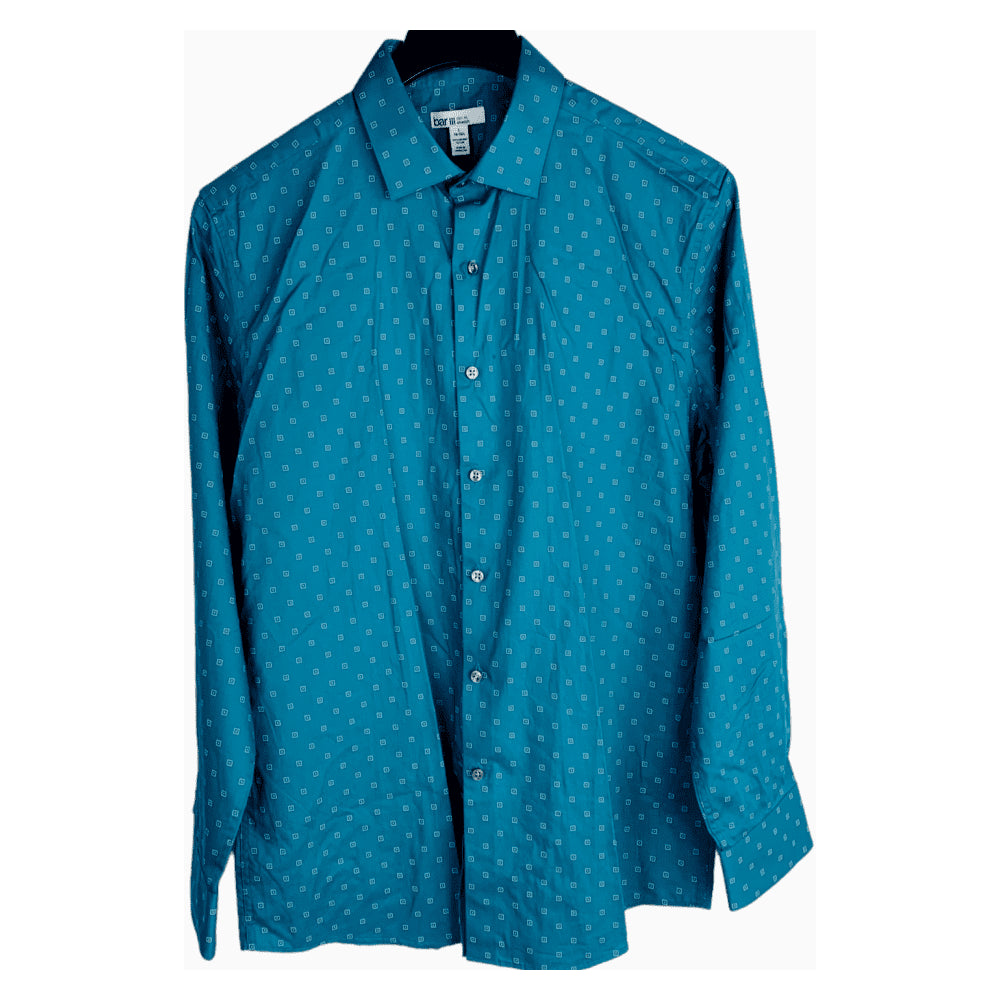 Camisa masculina Bar III Slim Fit de algodão, manga comprida, elástica, azul, tamanho X-G