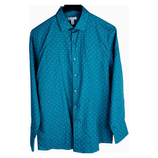 Camisa masculina Bar III Slim Fit de algodão, manga comprida, elástica, azul, tamanho X-G