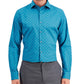 Camisa masculina Bar III Slim Fit de algodão, manga comprida, elástica, azul, tamanho X-G