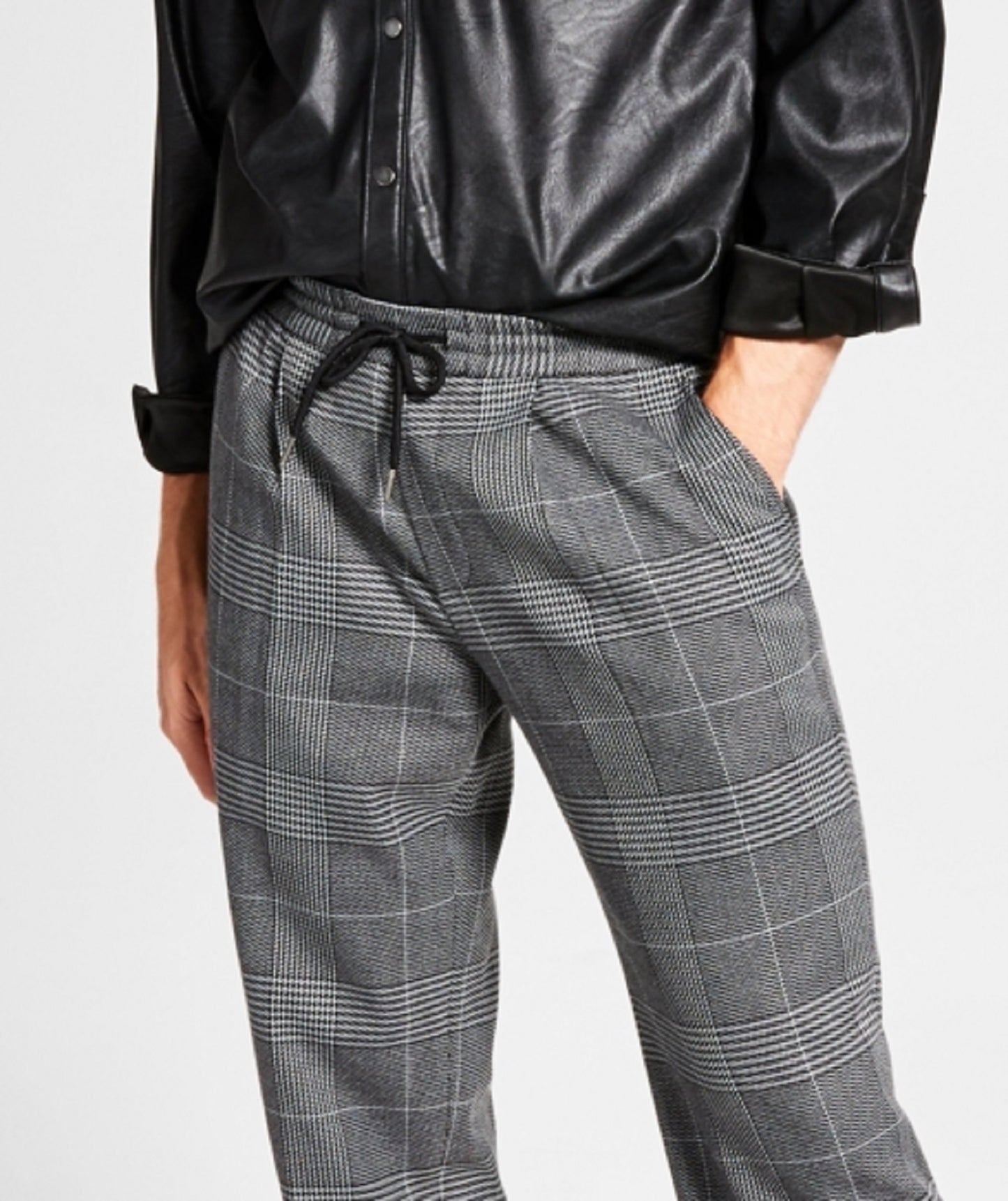Calça xadrez Glen masculina INC International Concepts cinza tamanho grande