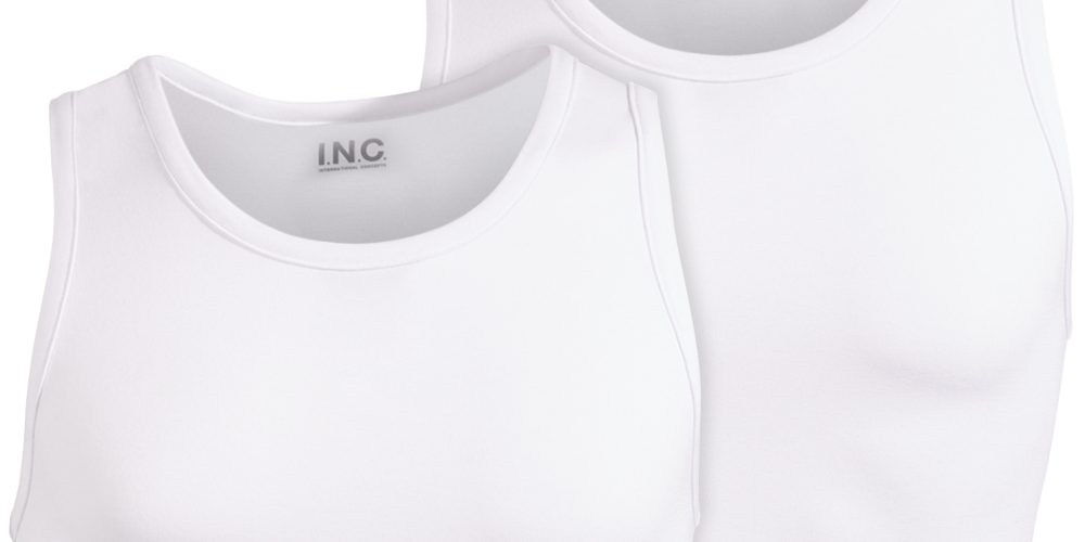 INC International Concepts - Camiseta regata masculina sólida, pacote com 2, branca, tamanho médio