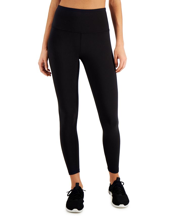 ID Ideology Leggings femininas de compressão com zíper nas costas 7/8, pretas, tamanho médio