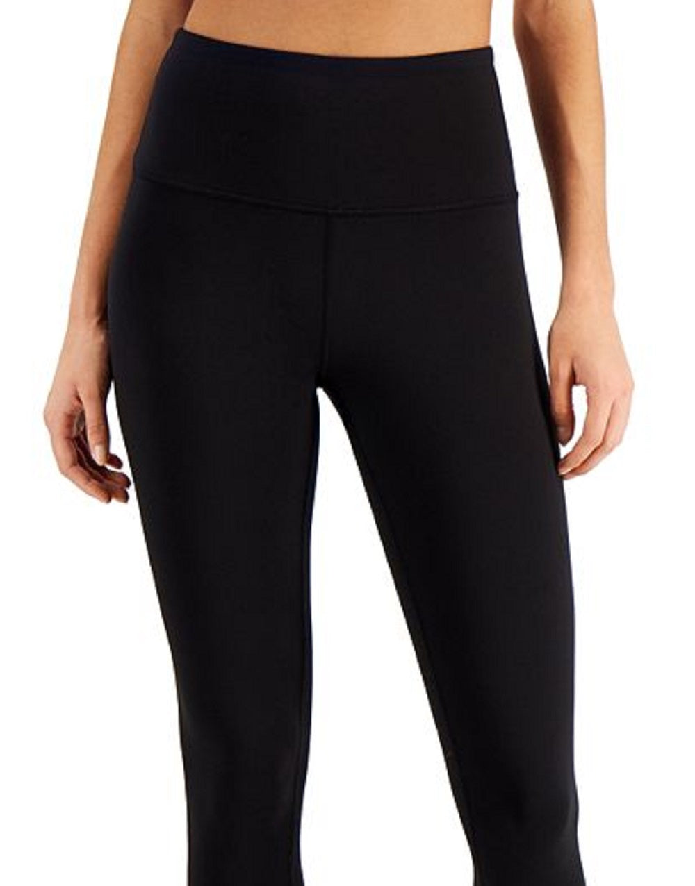 ID Ideology Leggings femininas de compressão com zíper nas costas 7/8, pretas, tamanho médio