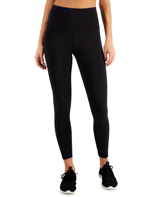 ID Ideology Leggings femininas de compressão com zíper nas costas 7/8, pretas, tamanho extragrande