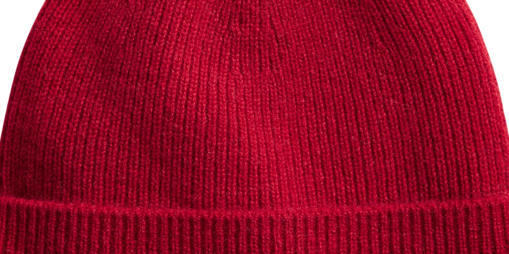 Gorro masculino Club Room 100% cashmere com punho vermelho tamanho regular