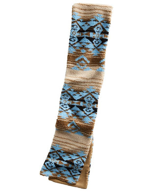 Cachecol de lã geométrico masculino Sun + Stone azul tamanho regular